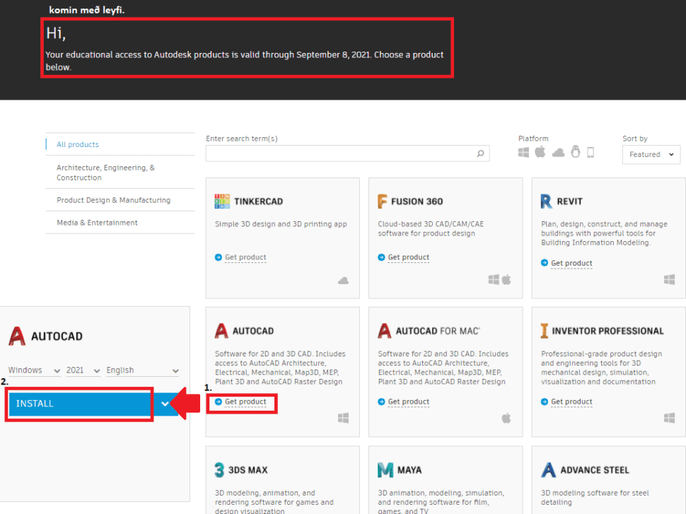 Autodesk - download and setup | Tækniskólinn